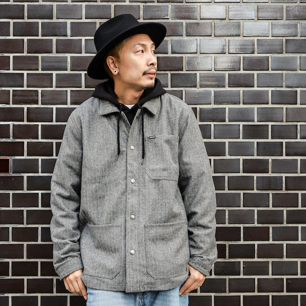 BRIXTON / SURVEY CHORE COAT (BLACK/GREY HERRINGBONE)