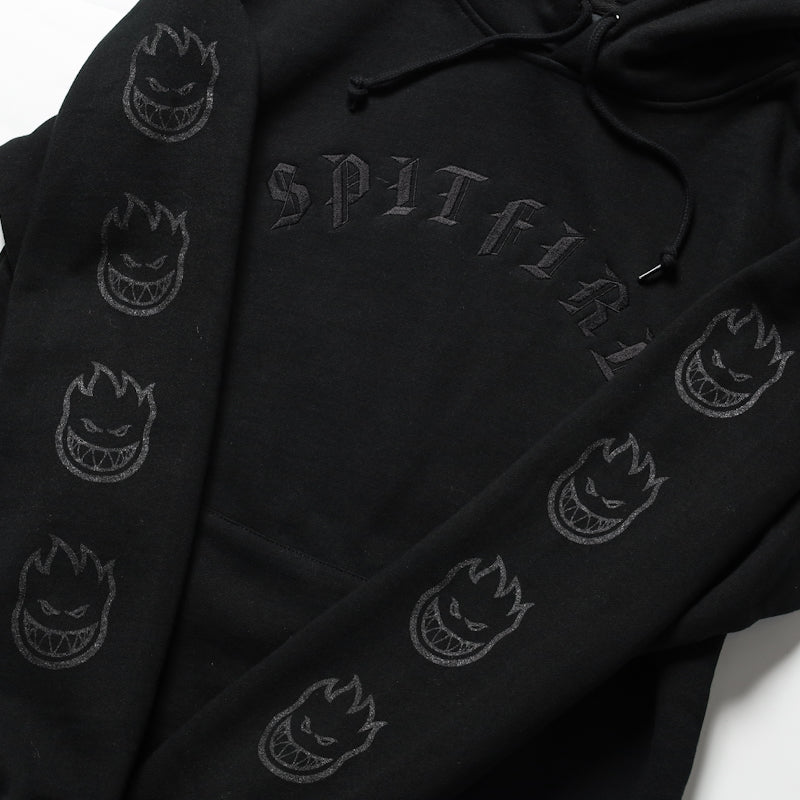 SPITFIRE / OLE E EMB PULLOVER HOODIE (BLACK/BLACK)