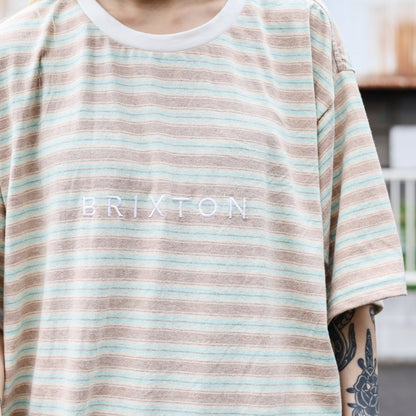 BRIXTON / HILT ALPHA LINE S/S KNIT (TWIG/WHITECAP/SEAFOAM)