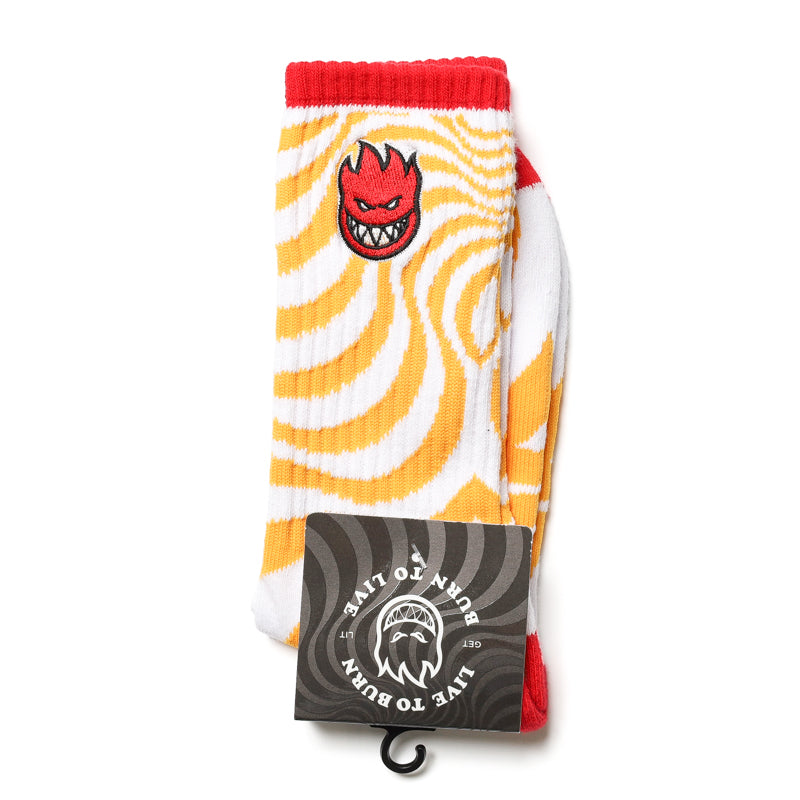 SPITFIRE / BIGHEAD FILL EMB SWIRL SOCKS (WHITE/GOLD/RED)