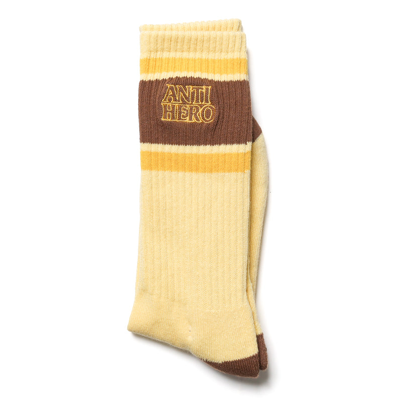 ANTIHERO / BLACK HERO OUTLINE SOCKS (CREAM/BROWN/GOLD)