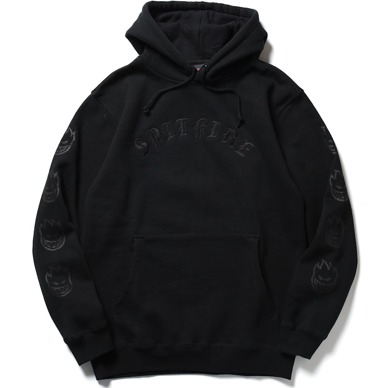 SPITFIRE / OLE E EMB PULLOVER HOODIE (BLACK/BLACK)