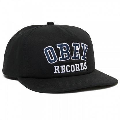 OBEY / OBEY RECORDS 5 PANEL SNAPBACK CAP (BLACK)